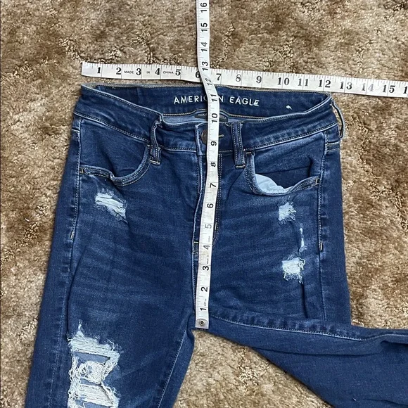 American Eagle Next Level Stretch High Rise Jegging SZ 2 Regular Distressed Rips - Picture 4 of 6